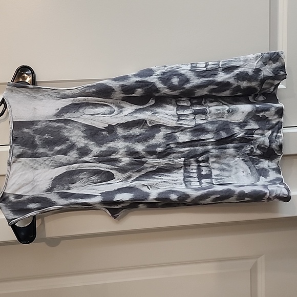 Allsaints Def Tee Sleeveless Gray Skull & Leopard Print Tank Top Us 0 - Picture 5 of 5